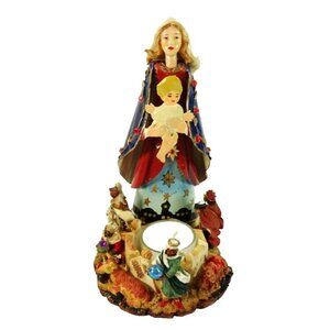 Nativity Statue Candle Holder Metalwork and Resin Virgin Mary Christmas Manger